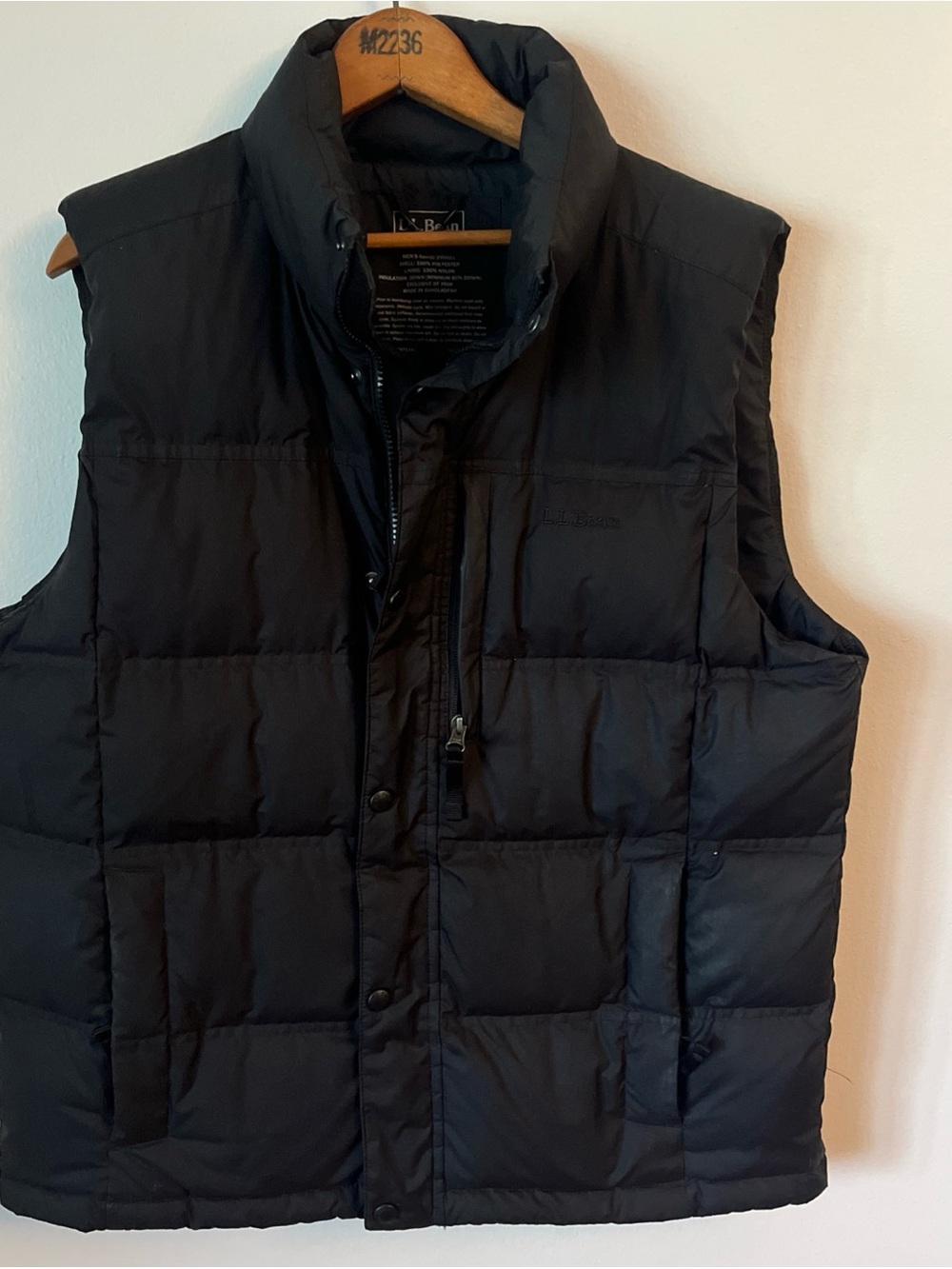 L.L. Bean Men's Black Quilted Puffer Vest